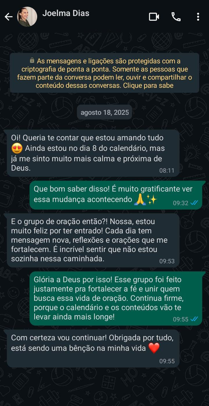 Avaliação de Joelma Dias no WhatsApp